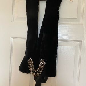 Elegant Black Faux Fur Women's Top